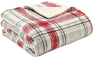 Joyland Sherpa Lined Throw Blanket (Grey Plaid)