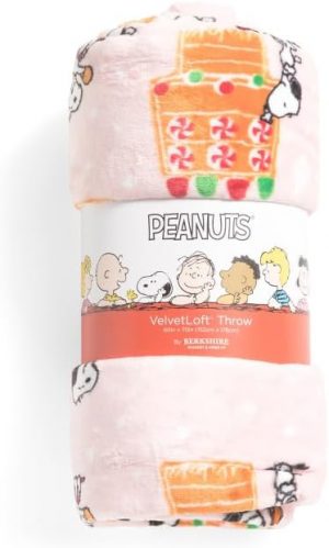 Berkshire Blanket Peanuts VelvetLoft Throw, Pink, 60 x 70 Inches,