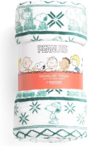 Berkshire Blanket & Home Peanuts Fairisle VelvetLoft Throw, Multi-Color, 60 x70 Inches