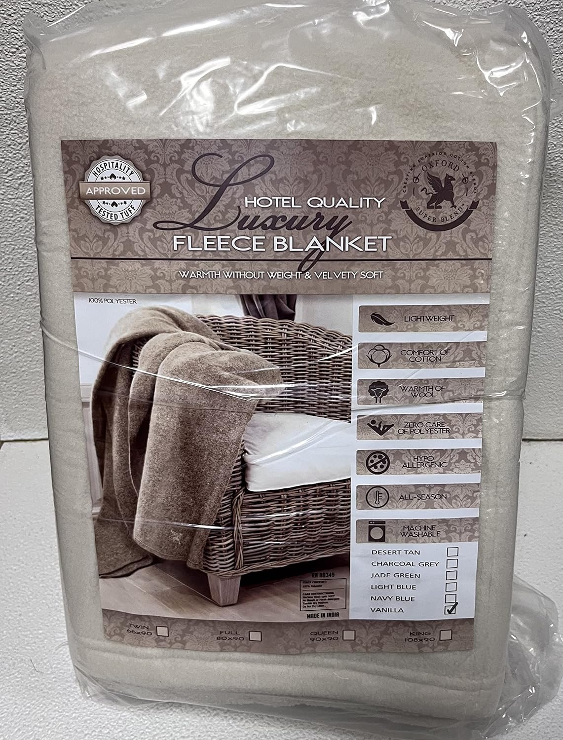 Oxford Polar Fleece Blankets (Vanilla, Queen (U.S. Standard)) - Image 3